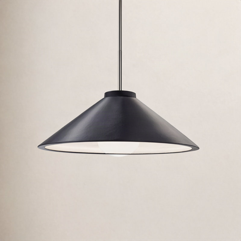 Leni Dimmable LED Single Light Pendant, Gloss Black/Matte White, Polished Chrome