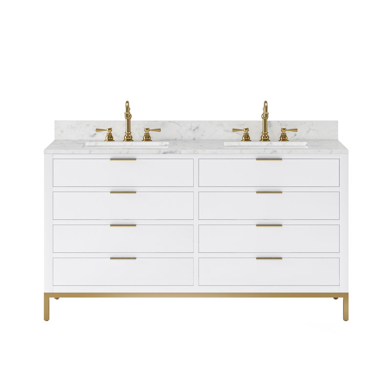 Gervais Double Bathroom Vanity Set, Pure White, 60"