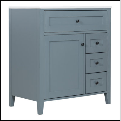Bathroom Vanity with Sink, 3 Drawers and Adjustable Shelf