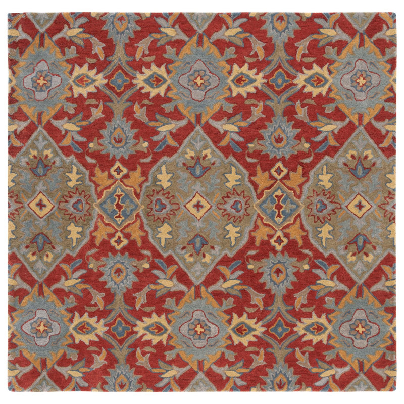 Lyliana Hand Tufted Wool Floral Rug, Square 6'
