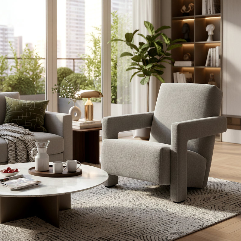 Fauteuil Olsen, Velours gris