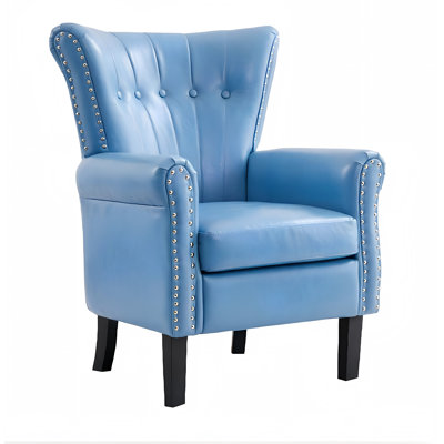Velvet Accent Chair Upholstered Tufted Wingback With Nailhead Around For Room