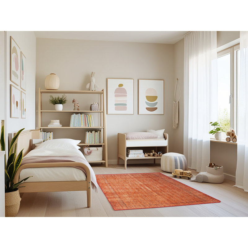Tapis contemporain orange, Rectangle 4 pi x 6 pi