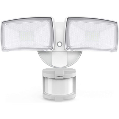 Éclairage de sécurité à DEL 30 W LEPower, détecteur de mouvement extérieur, lumière de sécurité 3200LM, 5500K, étanche IP65, détecteur de mouvement à 2 têtes pour garage, cour, porche