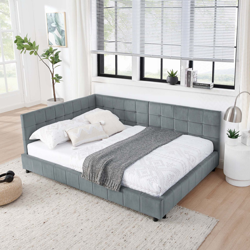 Fifi Upholstered Velvet Daybed, Full/Double, Gray