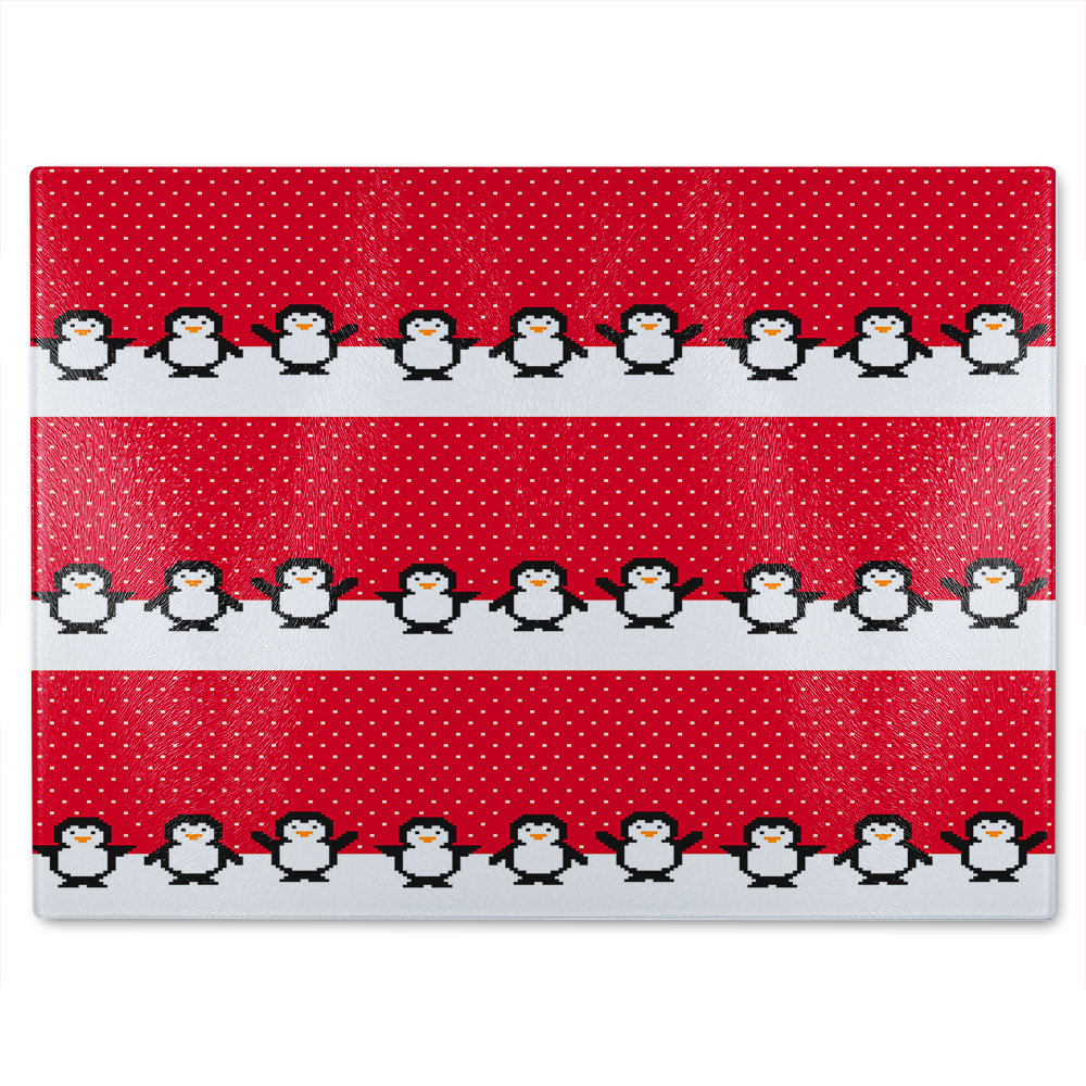Penguins Dining Glass Chopping Board
