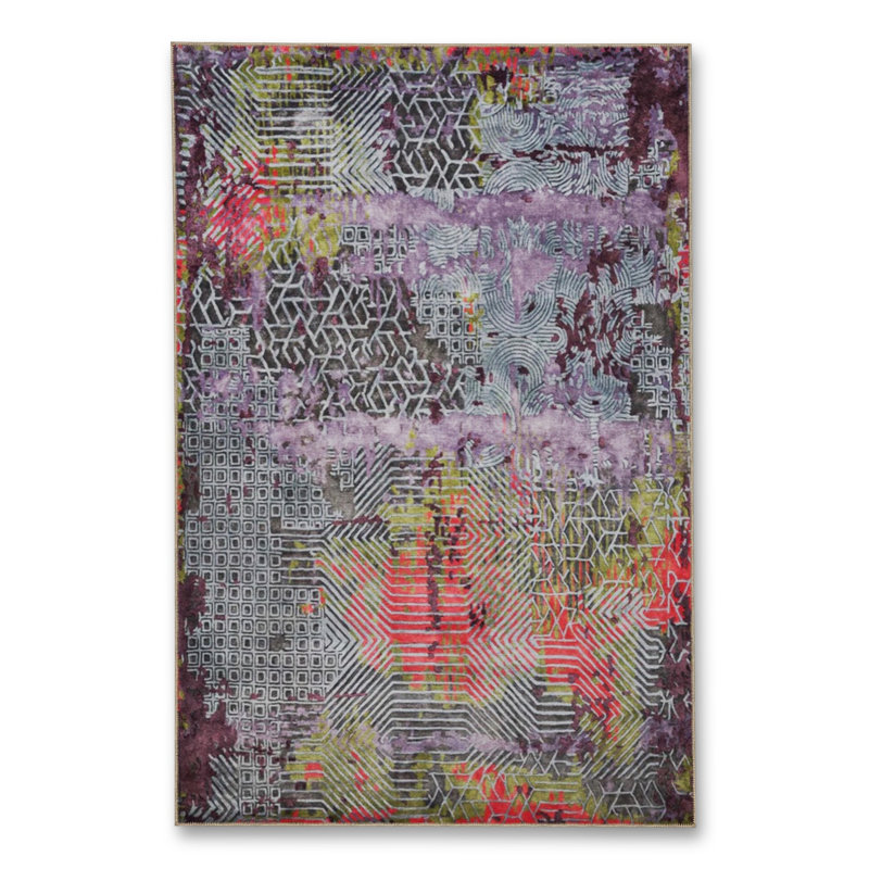 Tapis brun tissé à motif traditionnel lavable Mosso, 2'6" x 4'11"
