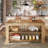 55'' Large Home Bar Unit, 3-tier Pub Table With Storage Shelves, Modern Bar Table For Kitchen, Bistro, Living Room-46481150