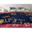 Tapis bleu marine et rose noué à la main de haute qualité