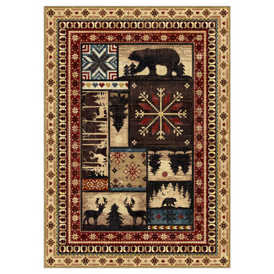 Southwestern Brown Non-slip Washable Area Rug