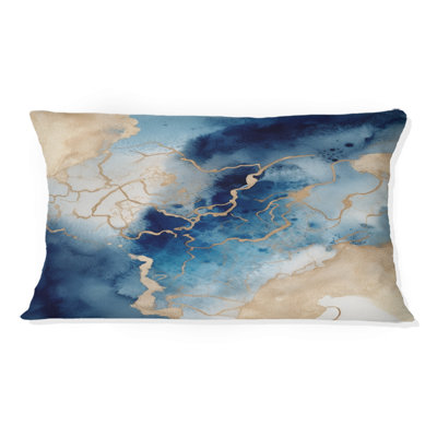 Coussin bleu et doré Marble Clouds - Fractals