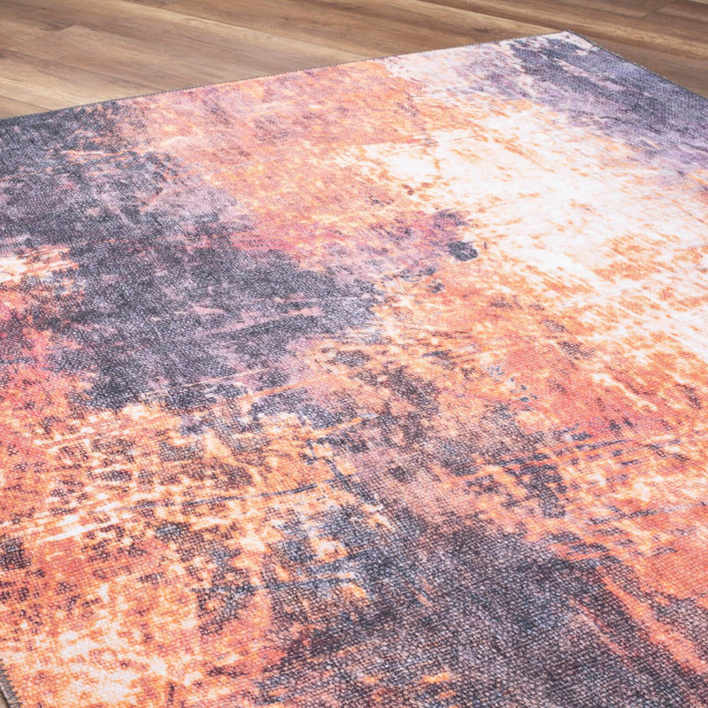 Luxurious Machine Washable Area Rug, 4.9 x 7.5 Feet, 100% Polyester, 1850 g/m², Pile Height: 0.2 inches | Eco-Friendly Recycled Poly Cotton Backing | Perfect for Living Room & Bedroom, Soft and Durable Design