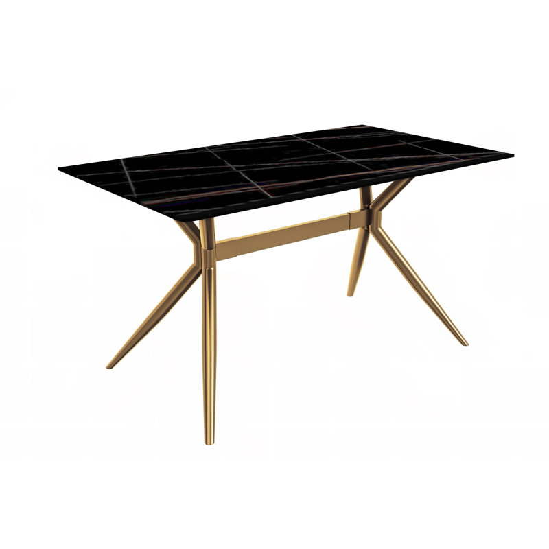 Metal Base Dining Table, 29.9"H x 31.5”L x 55.11”W, Black/Red