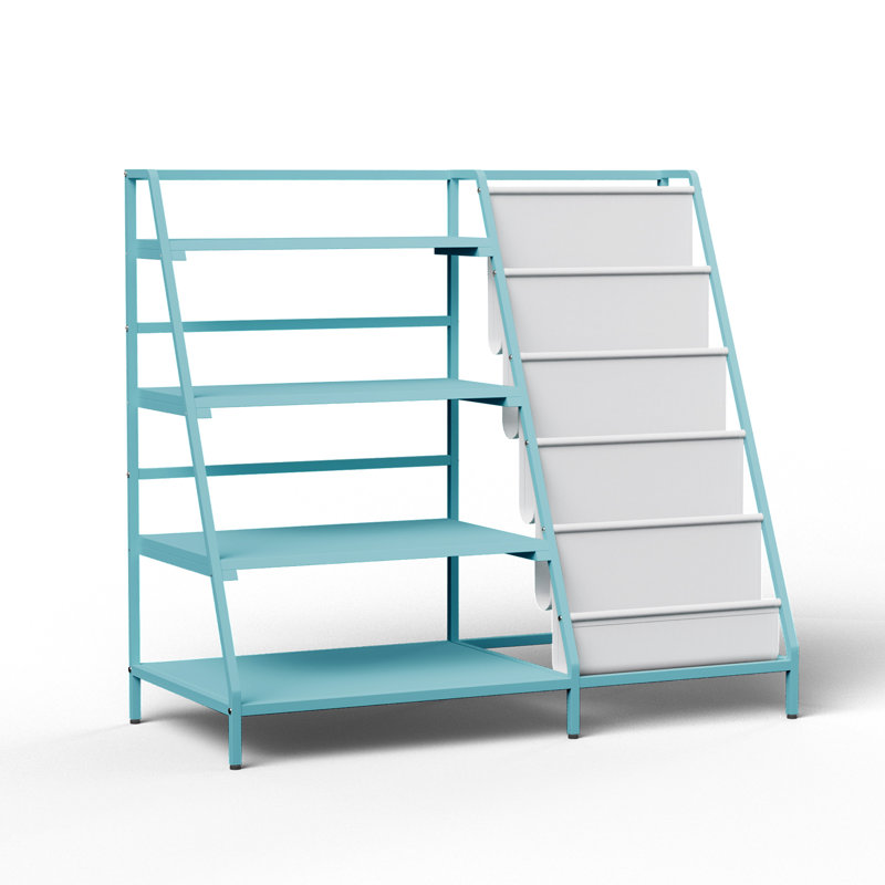 80cm H x 90cm W Metal Bookcase, Dark Green/White