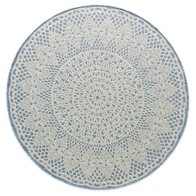 Round Geometric Hand Woven Area Rug