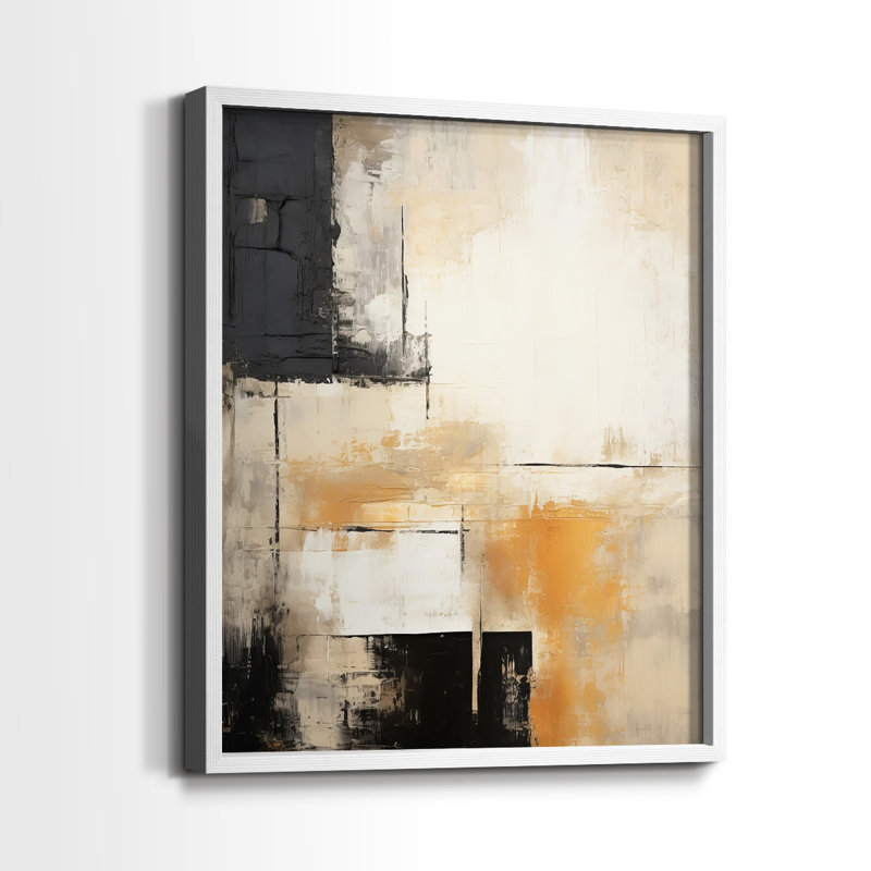 ABSTRACT Series CCCCLXI - Impression encadrée de qualité supérieure - Prêt à être accroché - Aucun clou requis, Blanc / Blanc