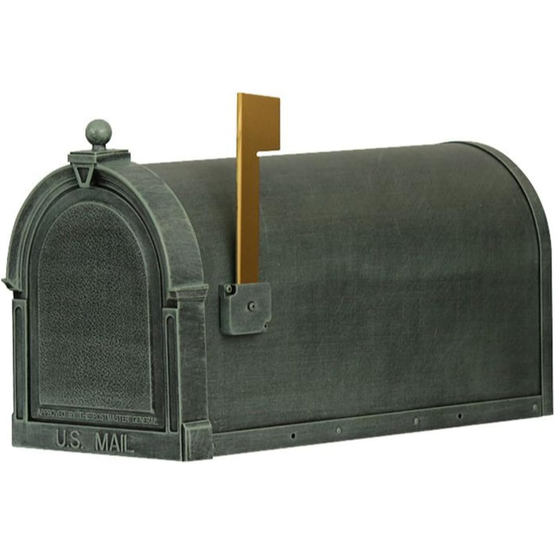 Boîte aux lettres à fixation sur piquet Berkshire, Vert verde, H 11,5 po x l 9 po x P 19,75 po
