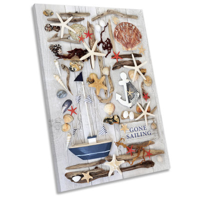 Shabby Elegance Sail Boat Beach - Wrapped Canvas Print