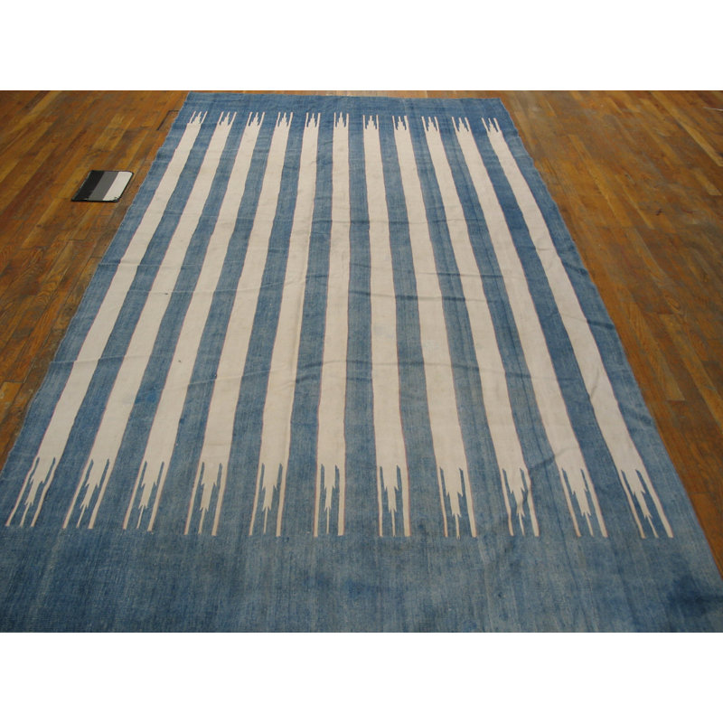 Charming Antique Dhurrie Striped Rug from India