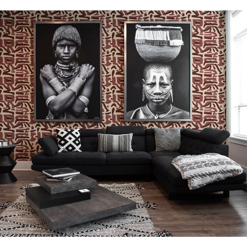 Tribal Traditions Wallpaper, Non-Pasted, Merlot Taupe, Paper