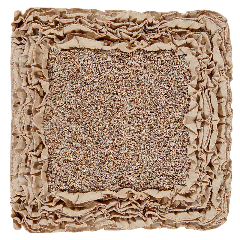 Courson Premium 100% Cotton 1775 GSM 2-Piece Bath Rug Set, OEKO-TEX® Certified, Non-Slip Spray Latex Backing, Plush Tufted Ruffle Pattern, Super Absorbent, Machine Washable Bathroom Rugs, Beige