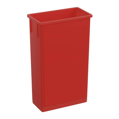 23 Gallon Red Slim Rectangular Plastic Trash Can with Venting Channels
