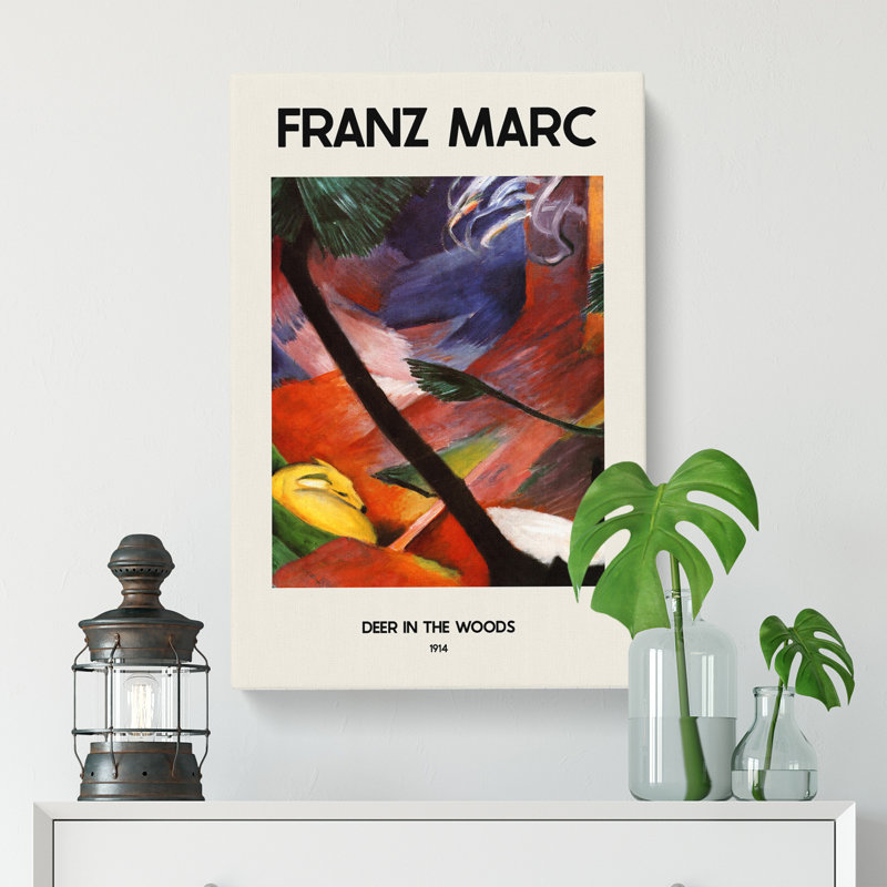 Sleeping Deer In The Forest by Franz Marc - Wrapped Canvas Painting, 60cm H x 40cm W x 3cm D