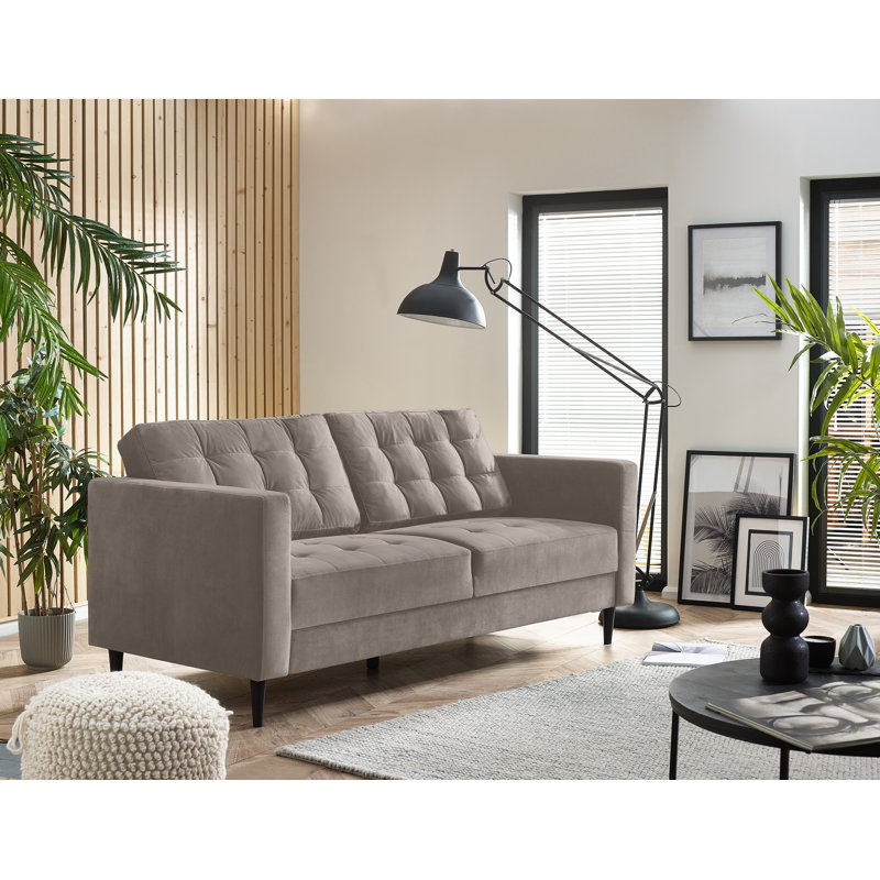 Jodi Velvet Sofa - Upholstered Modern Retro Fabric Stylish & Contemporary, 3 Seater, Emerald