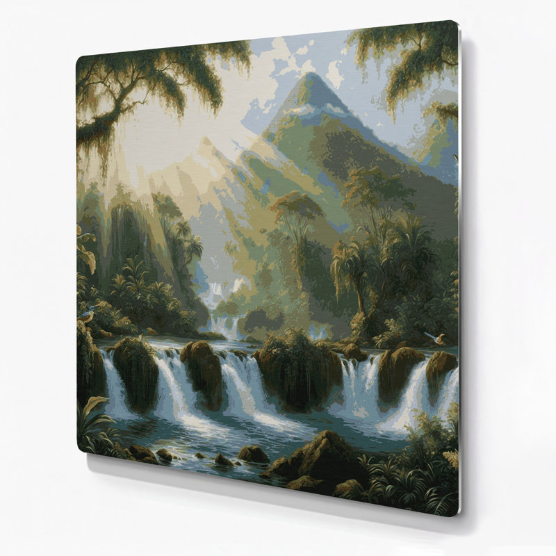 Art mural vert en métal «Cities Dominica», H 384 po x l 384 po x P 0,05 po