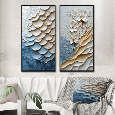 Ensemble de 2 pièces d'art mural blanc et bleu