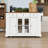 Farmhouse Kitchen Island Cart with Drop Leaf, Power Outlets, Ample Storage and Tempered Glass Doors-1039497495