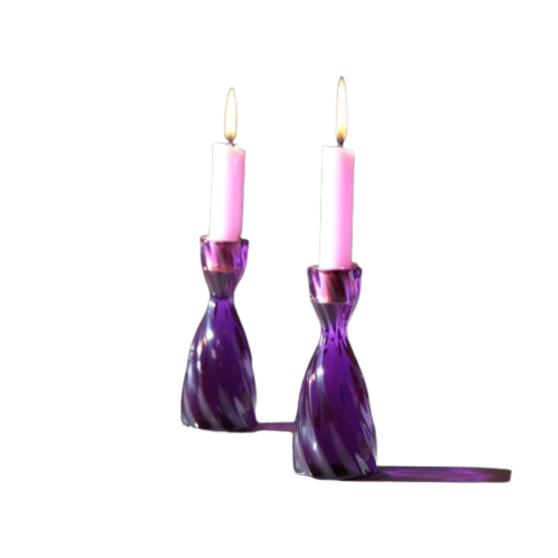 Ensemble de 2 porte-bougies Twizzle Twist Taper - mauve