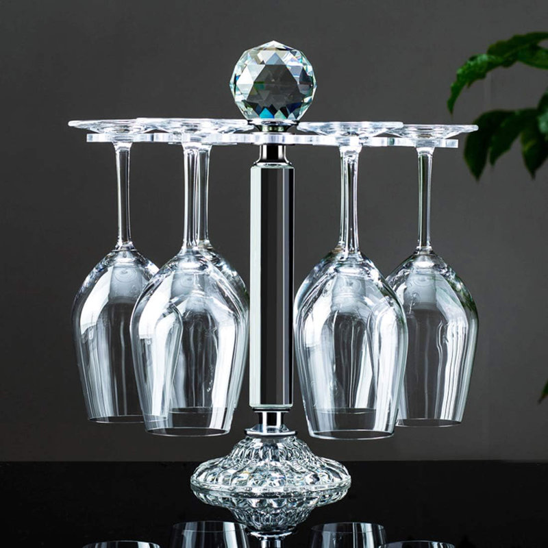 Desktop Crystal Glass High Footed Cup Holder