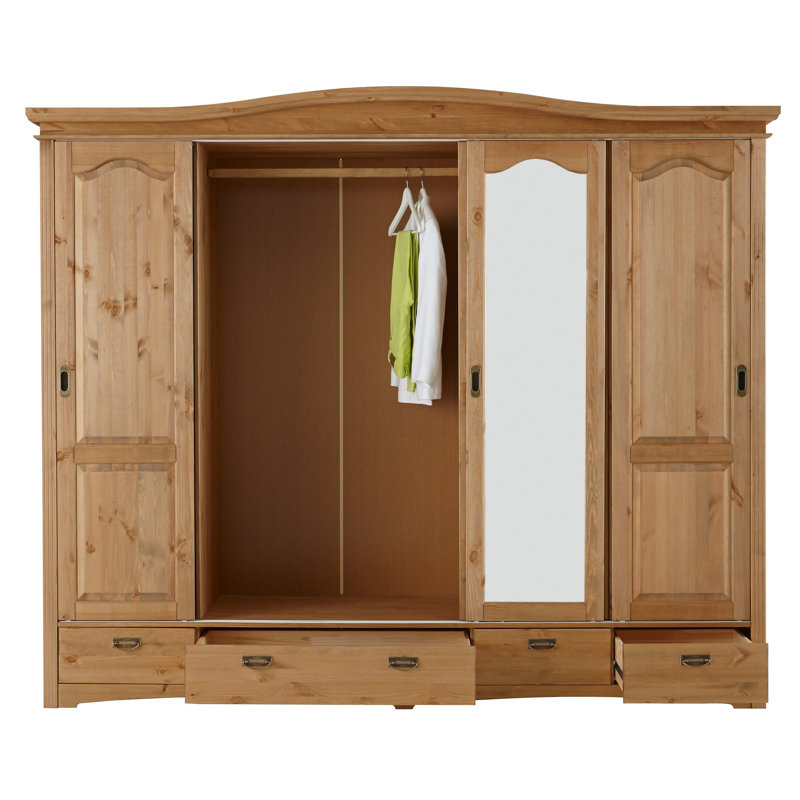 Caleta 5 Door Solid Wood Wardrobe, Natural Brown Oil
