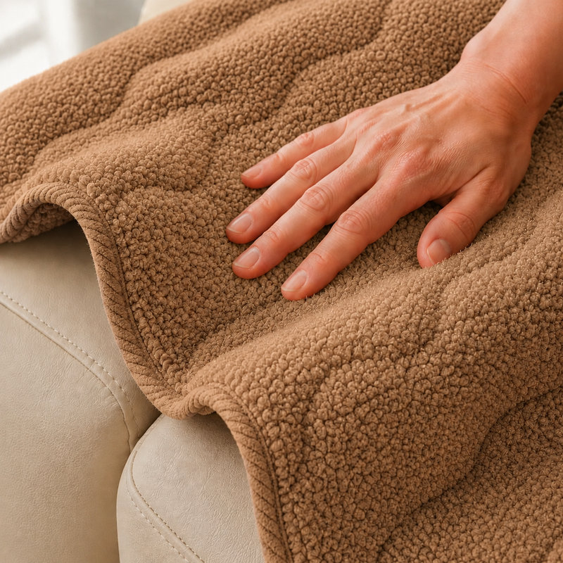 Housse de protection luxueuse pour canapé inclinable en T Sherpa Luxury, Thick Quilted, Café foncé