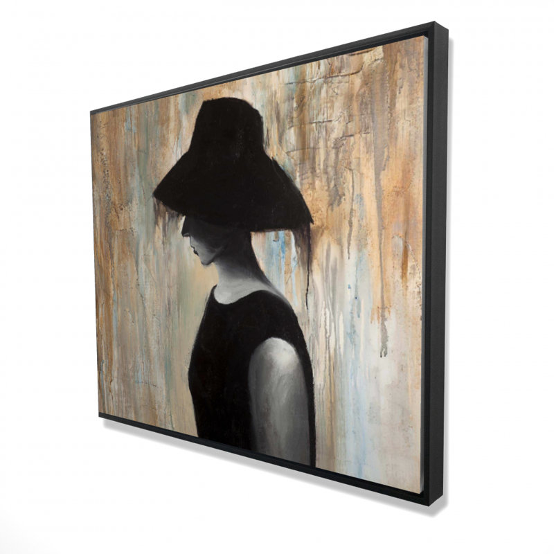Audrey Hepburn avec un grand chapeau imprimé sur toile