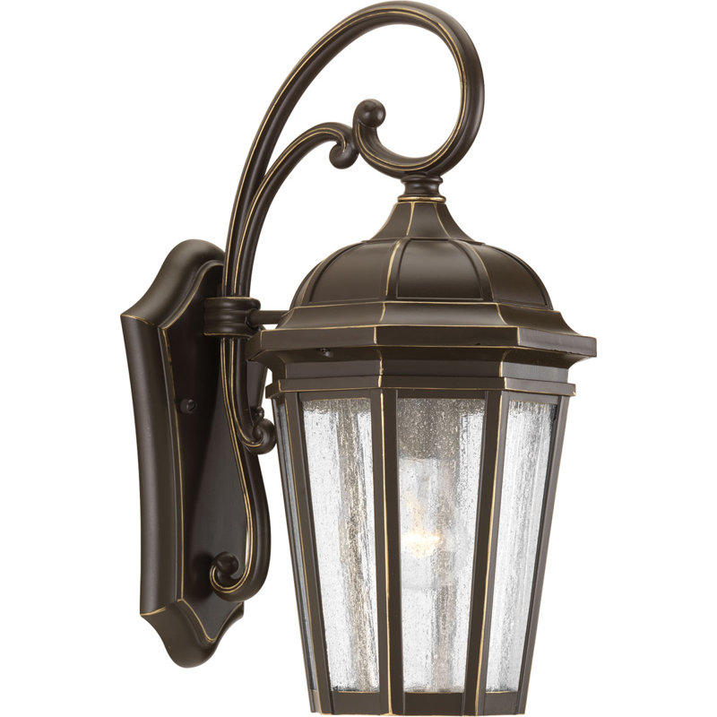Lanterne murale d'extérieur en verre grainé Florence-Graham, Bronze antique, H 17,75 po x l 8,25 po x P 11,38 po