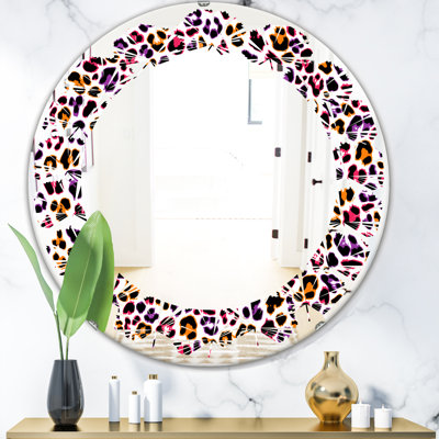 Leaves Leopard Fur Safari VII Glam Frameless Wall Mirror
