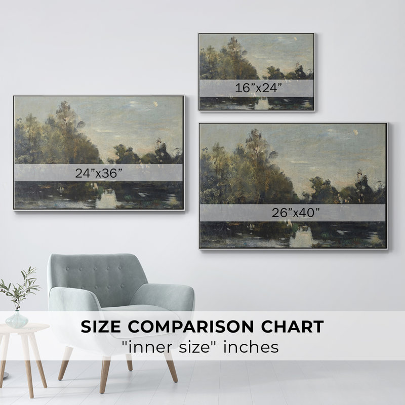 «Vintage Landscape -CCCXCV» sur toile, Blanc, H 25 po x l 37 po