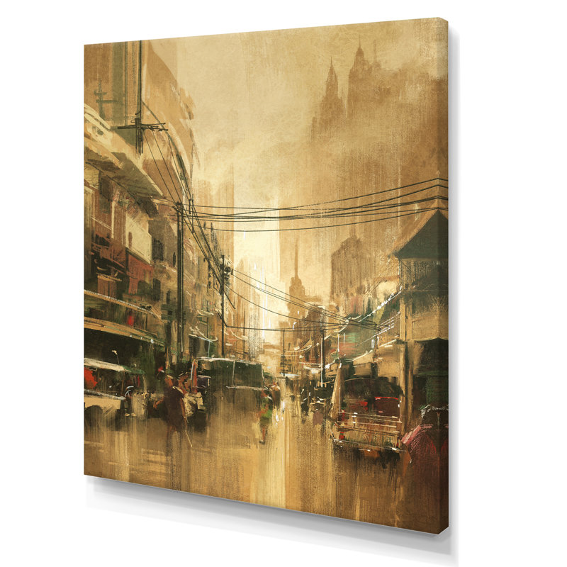 «Video Game Mystic Street Of Tom Demain», art mural moderne sur toile, H 32 po x l 16 po x P 1 po, Toile tendue