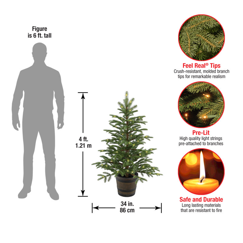 Norwegian 4' Green Spruce Artificial Christmas Tree with 100 Clear Lights