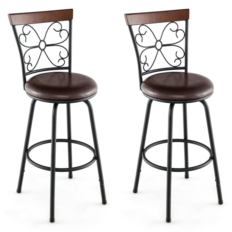 Arwilda Upholstered Adjustable Height Counter Stool with Metal Frame, 2