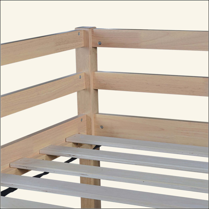 Lit mezzanine en bois pour enfants avec glissoire et échelle, lit mezzanine haut garde-corps ludique, espace de jeu et de rangement spacieux pour la chambre d'enfant