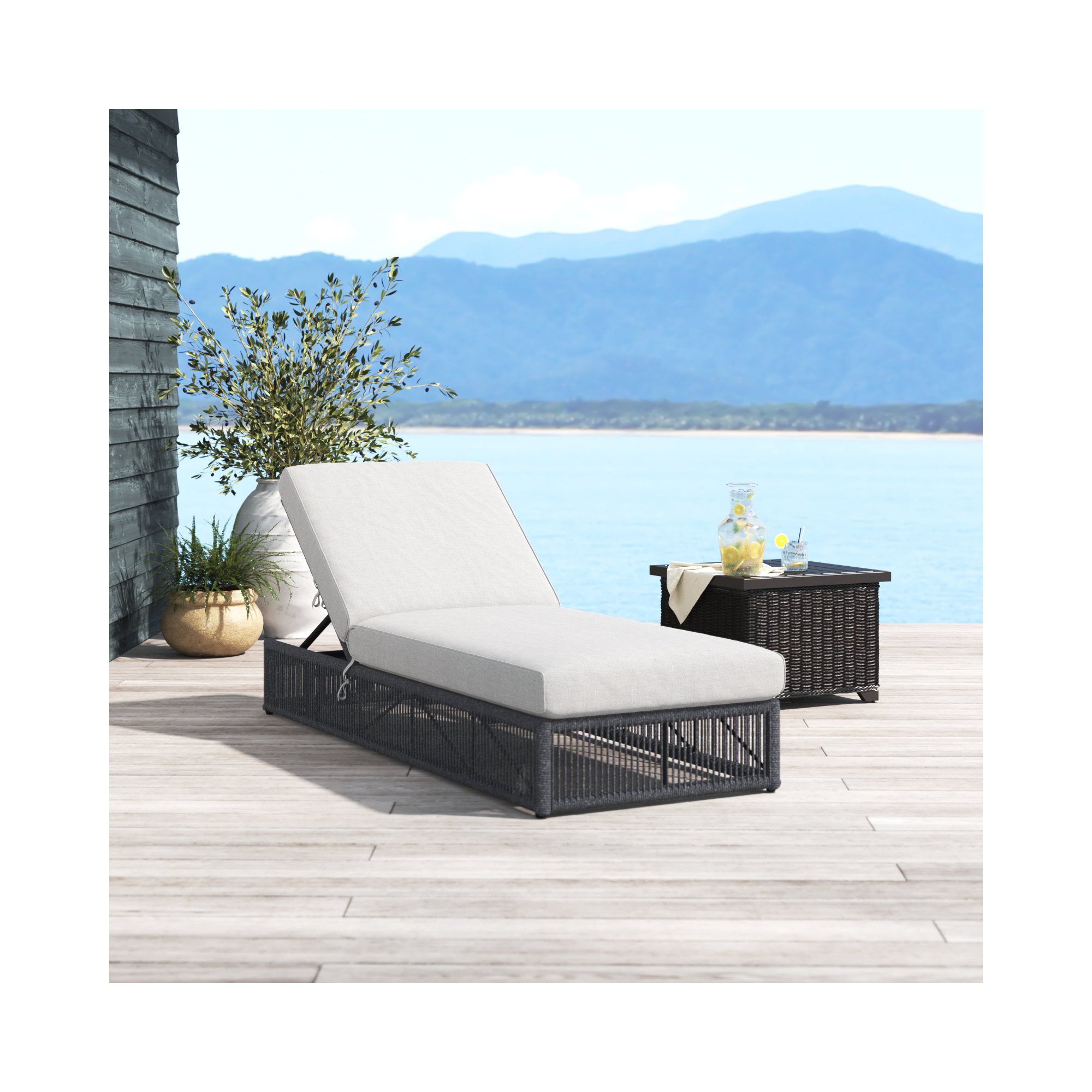 78.25'' Outdoor Olefin Rope Chaise Lounge, Echo Ash Sunbrella®