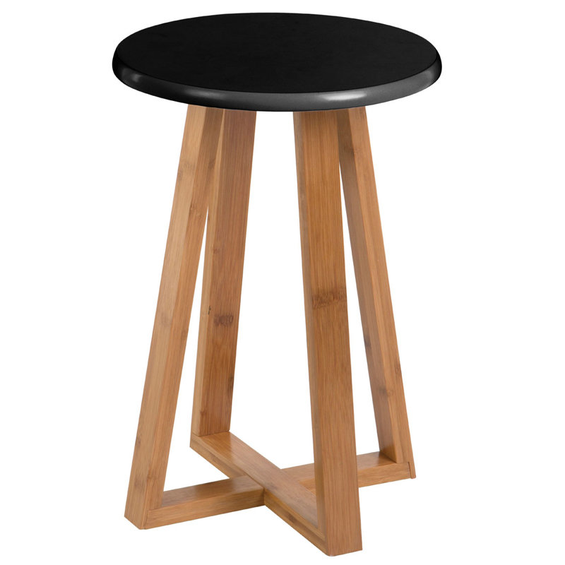 Adair Solid Wood Accent Stool, Black