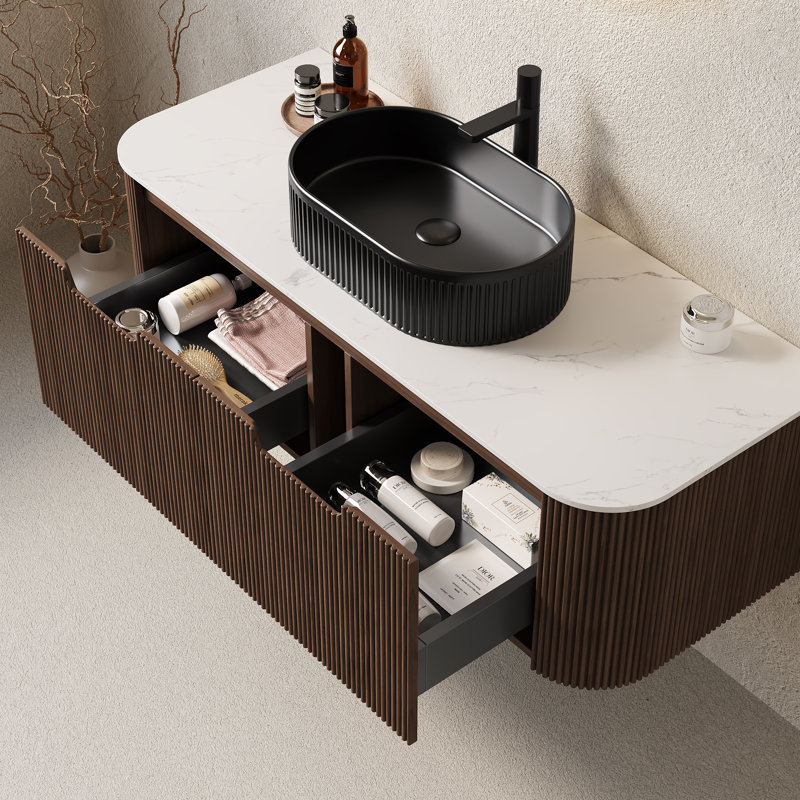 Meuble-lavabo et lavabo de salle de bain 48 po Dina, Oval, 48", Noir