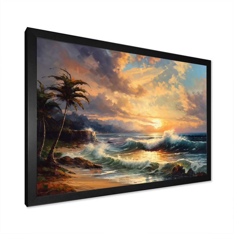 Mauve et vert, rivages chatoyants - plage, art mural sur toile, H 30 po x l 40 po x P 1,5 po