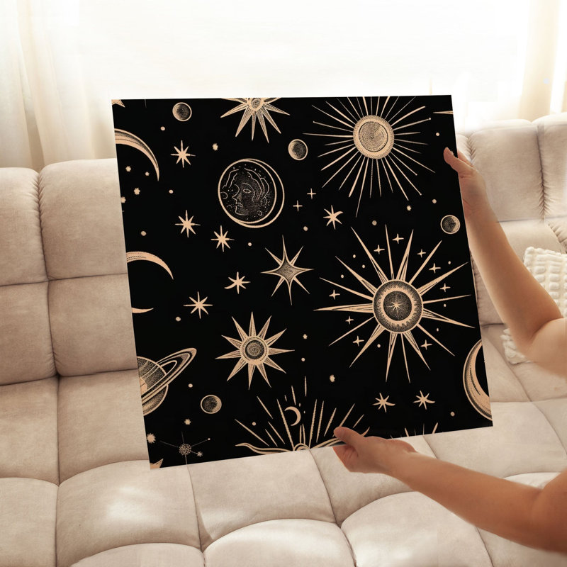 Astronomie et espace, lune céleste et étoiles II, impression bohémienne sans cadre, H 28 po x l 28 po