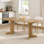 Table de salle à manger extensible en bois, table de cuisine rectangulaire moderne extensible avec pieds en piédestal uniques en forme de V, table de salle à manger extensible en chêne clair pour petit appartement