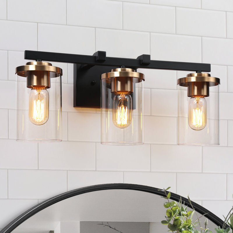 Marrina 3-Light Dimmable Black/Gold Bathroom Vanity Light, Black/Gold